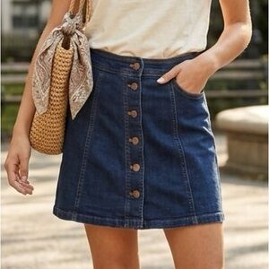 Madewell Women's Denim Jean A-Line Skirt Button Down blue Size 2